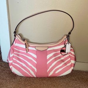 Pink and Cream Striped Coach Purse